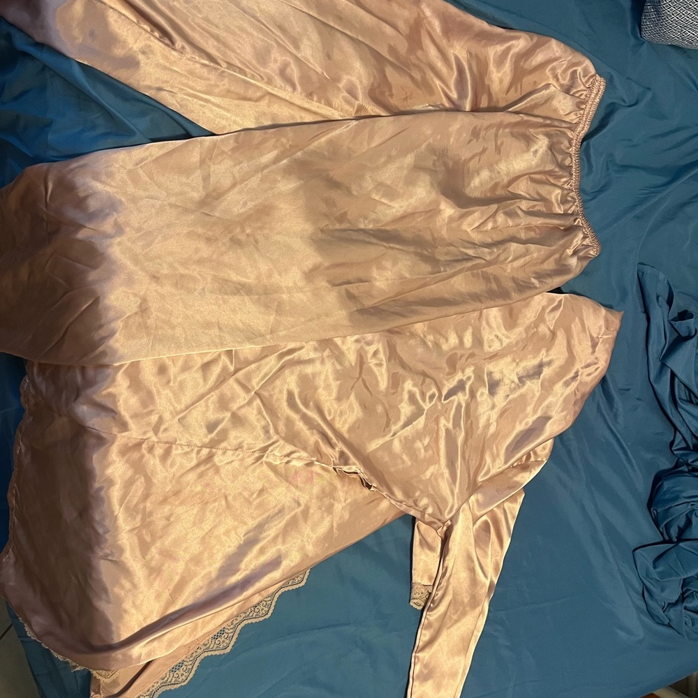 Elegant Pink Satin Sleepwear Set